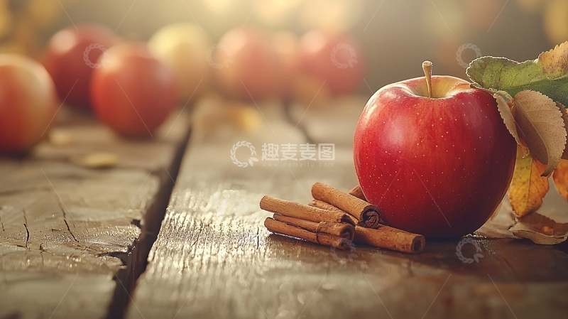 高清大图下载【趣麦麦图】秋日苹果与肉桂棒