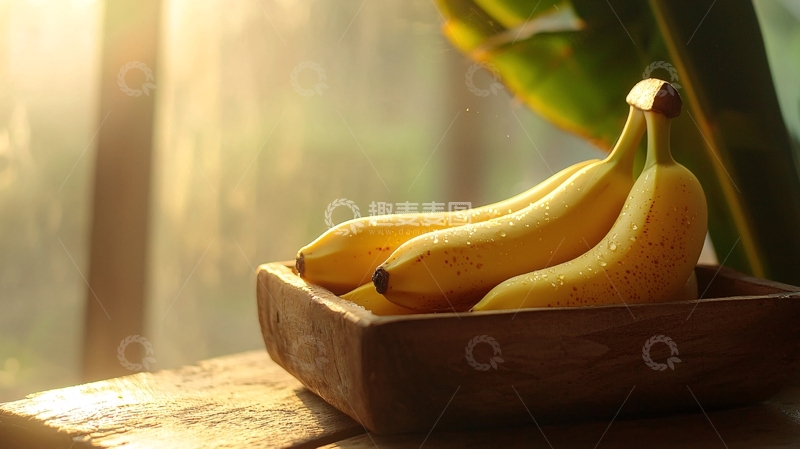 高清大图下载【趣麦麦图】阳光下的香蕉水果篮