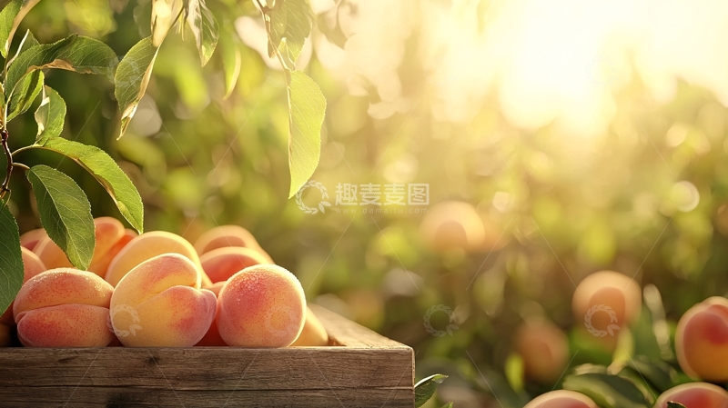 高清大图下载【趣麦麦图】阳光下的桃子果园