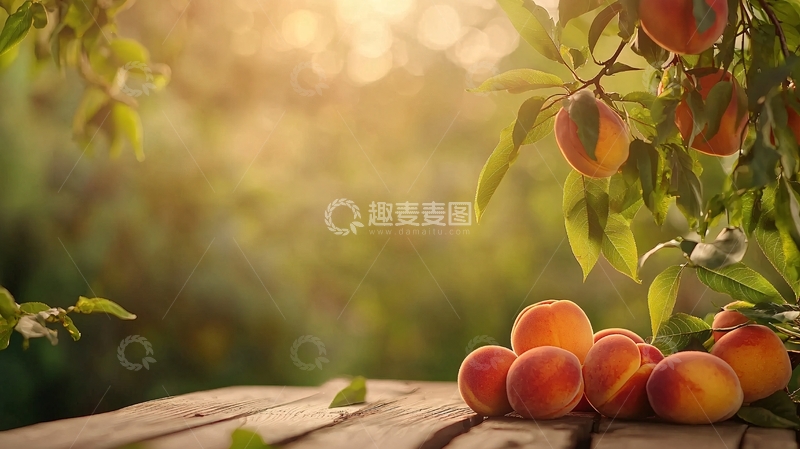 高清大图下载【趣麦麦图】夏日阳光下的桃子