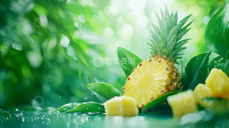 高清大图下载【趣麦麦图】清新菠萝自然背景