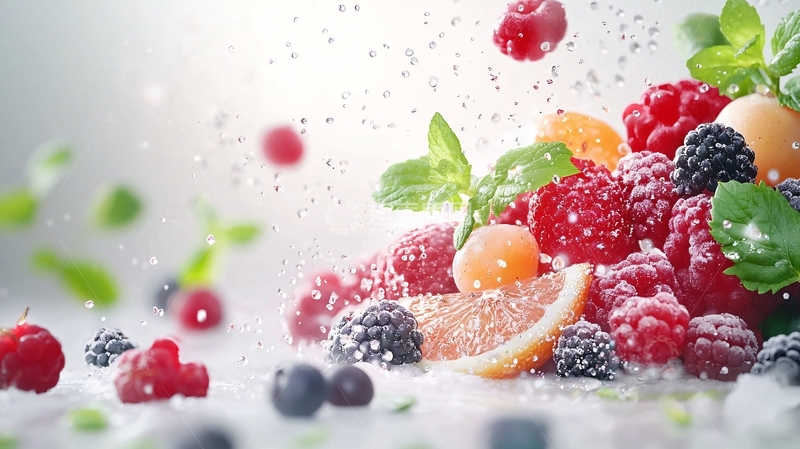 高清大图下载【趣麦麦图】新鲜水果与水花飞溅