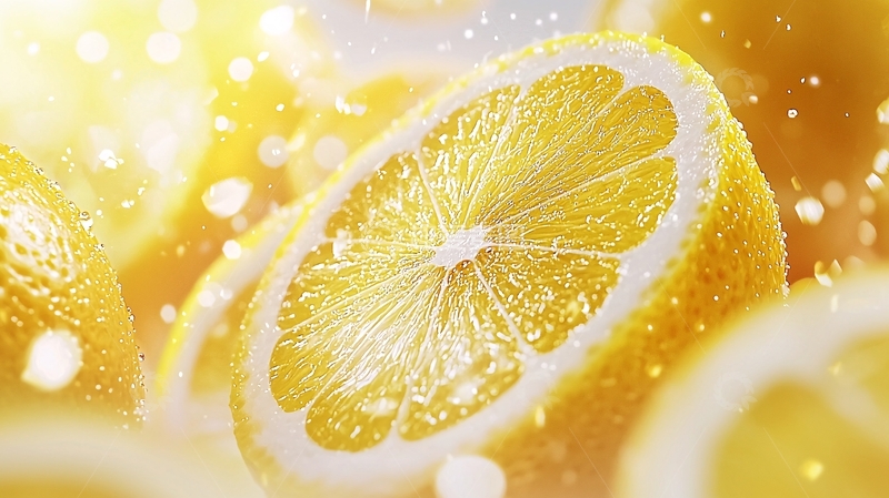 高清大图下载【趣麦麦图】清新柠檬切片背景素材