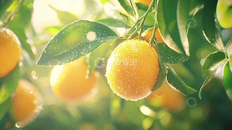 高清大图下载【趣麦麦图】阳光下的橘子树