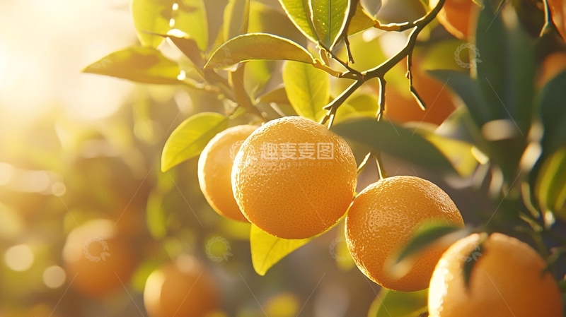 高清大图下载【趣麦麦图】阳光下的橘子树