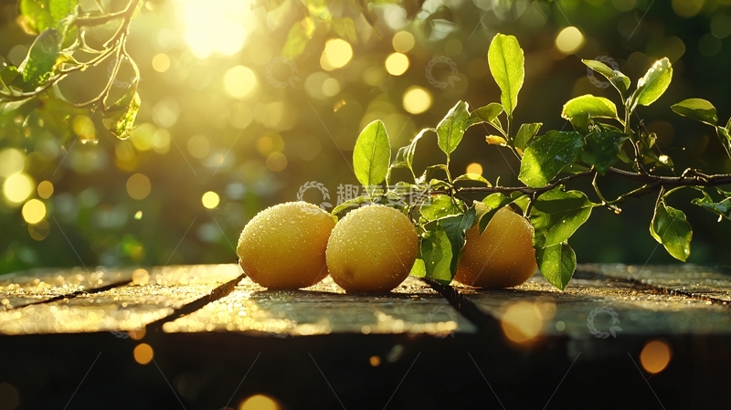 高清大图下载【趣麦麦图】阳光下的果实与绿叶