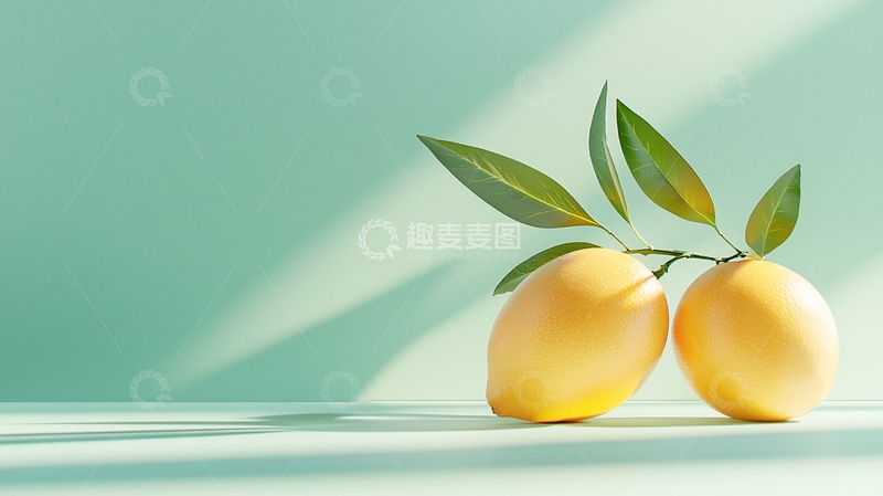 高清大图下载【趣麦麦图】阳光下的橙子与绿叶