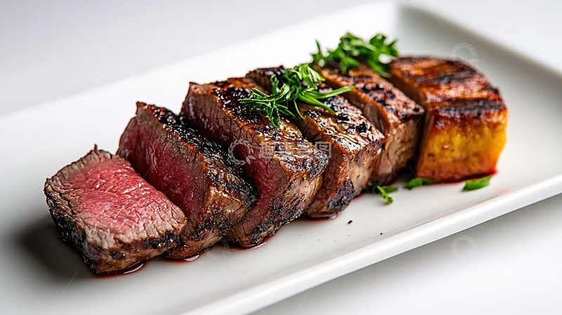高清大图下载【趣麦麦图】牛排配烤南瓜和香草