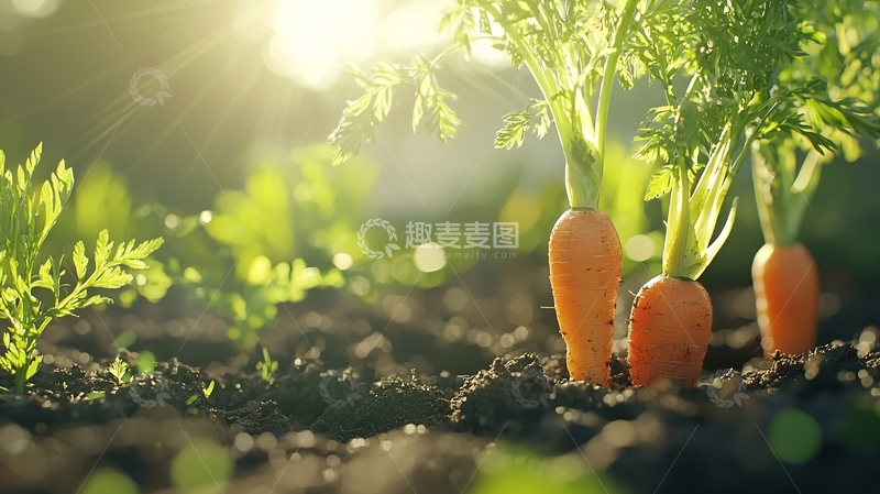 高清大图下载【趣麦麦图】阳光下的胡萝卜种植场景