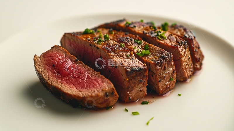 高清大图下载【趣麦麦图】牛排切片配香草装饰