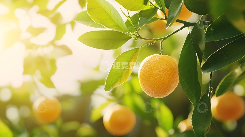 高清大图下载【趣麦麦图】阳光下的橘子树