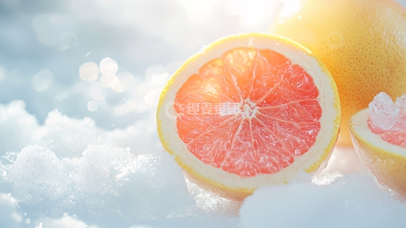 高清大图下载【趣麦麦图】冬日阳光下的柚子切片