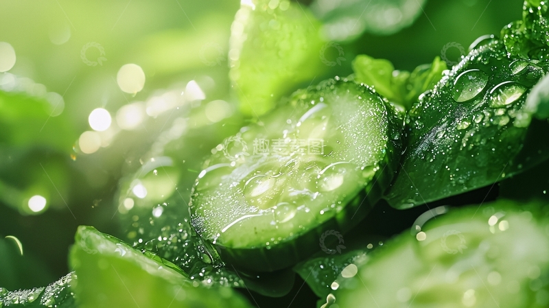 高清大图下载【趣麦麦图】清新绿色植物露珠特写