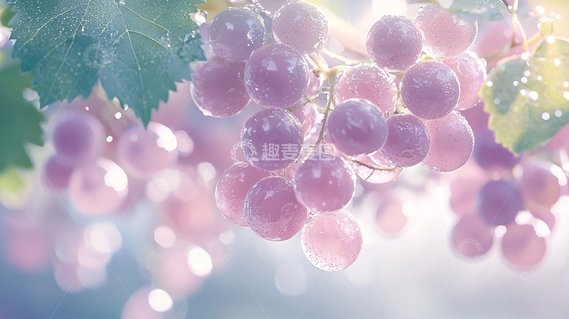 高清大图下载【趣麦麦图】粉紫色葡萄挂满枝头
