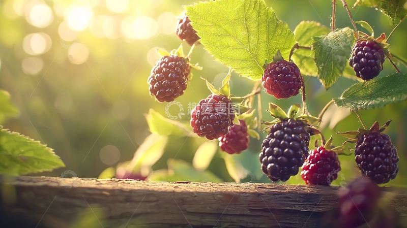 高清大图下载【趣麦麦图】阳光下的黑莓果实