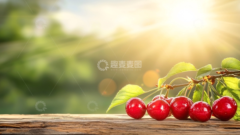 高清大图下载【趣麦麦图】阳光下的樱桃树枝