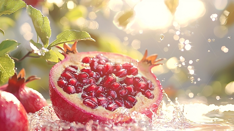 高清大图下载【趣麦麦图】阳光下的石榴切片