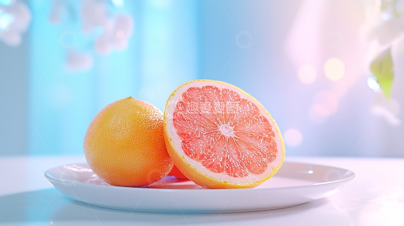 高清大图下载【趣麦麦图】粉色柚子切片水果美食