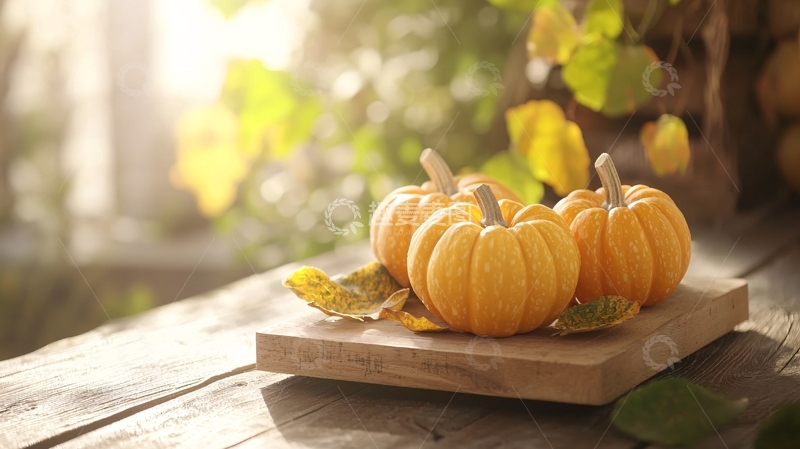 高清大图下载【趣麦麦图】秋日阳光下的小南瓜