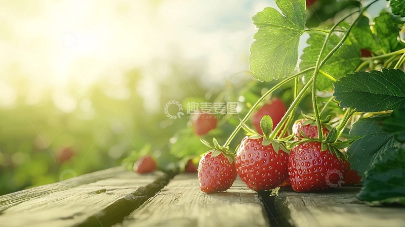 高清大图下载【趣麦麦图】阳光下的草莓园