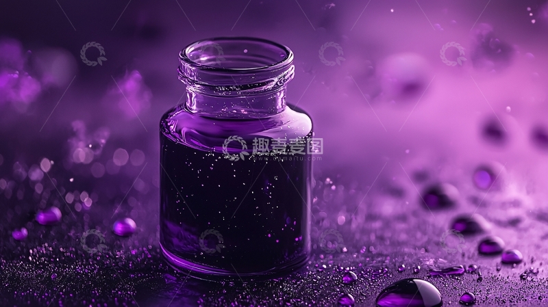 高清大图下载【趣麦麦图】紫色玻璃瓶与水滴背景