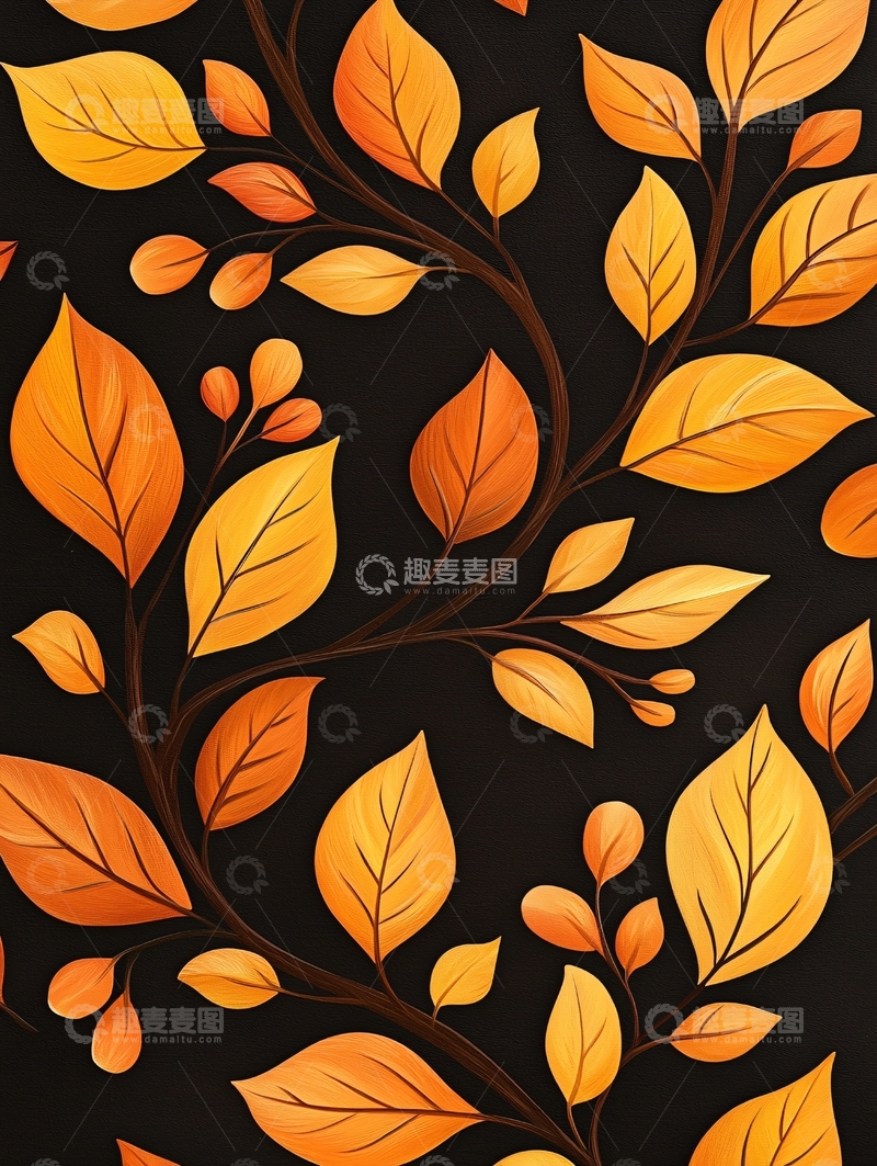 高清大图下载【趣麦麦图】秋日落叶树枝背景图