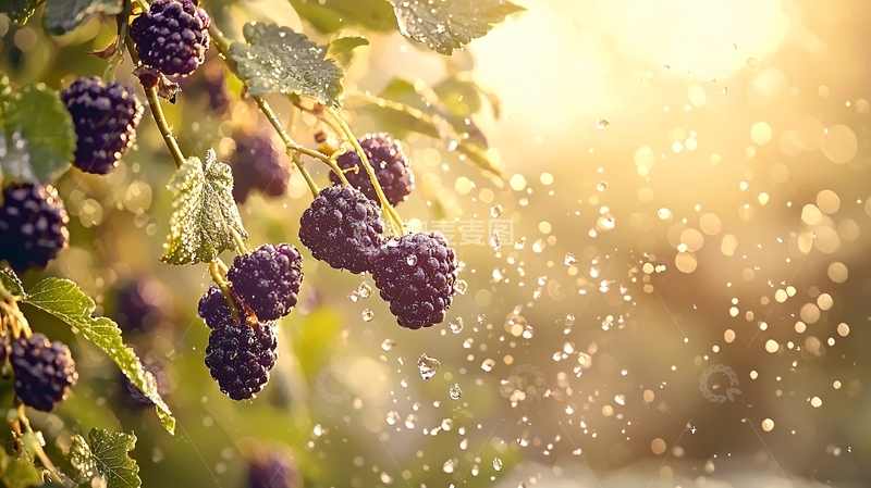 高清大图下载【趣麦麦图】阳光下的黑莓果实