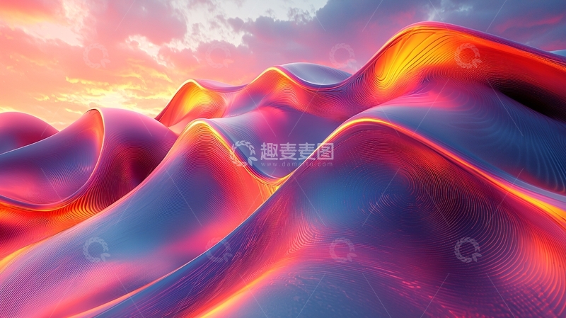 高清大图下载【趣麦麦图】色彩斑斓的抽象山丘风景