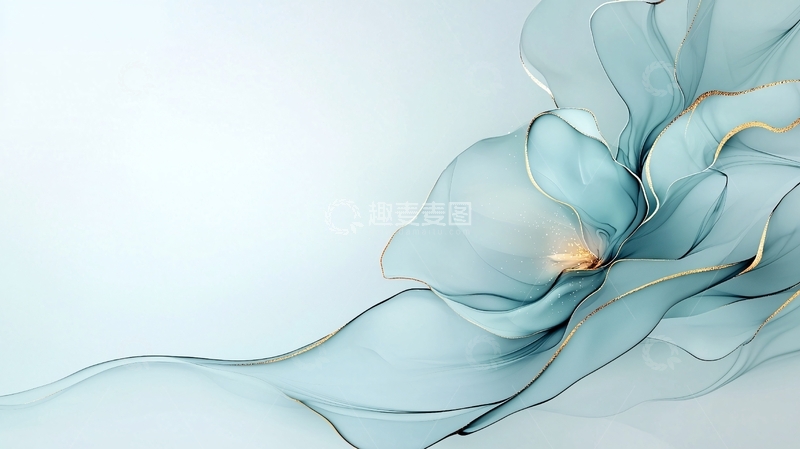 高清大图下载【趣麦麦图】蓝色抽象花卉艺术背景