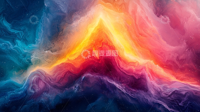 高清大图下载【趣麦麦图】色彩斑斓的抽象山峰背景