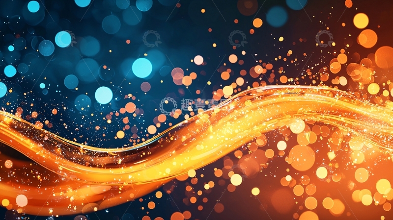 高清大图下载【趣麦麦图】金色波浪与光斑背景