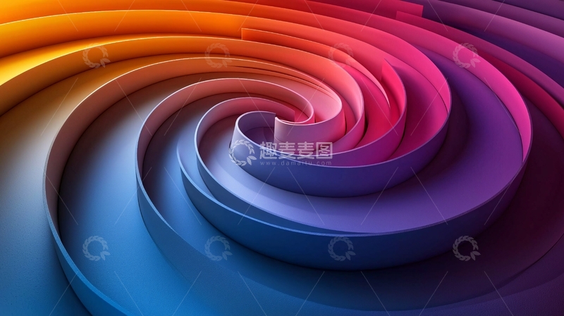 高清大图下载【趣麦麦图】色彩渐变螺旋抽象背景