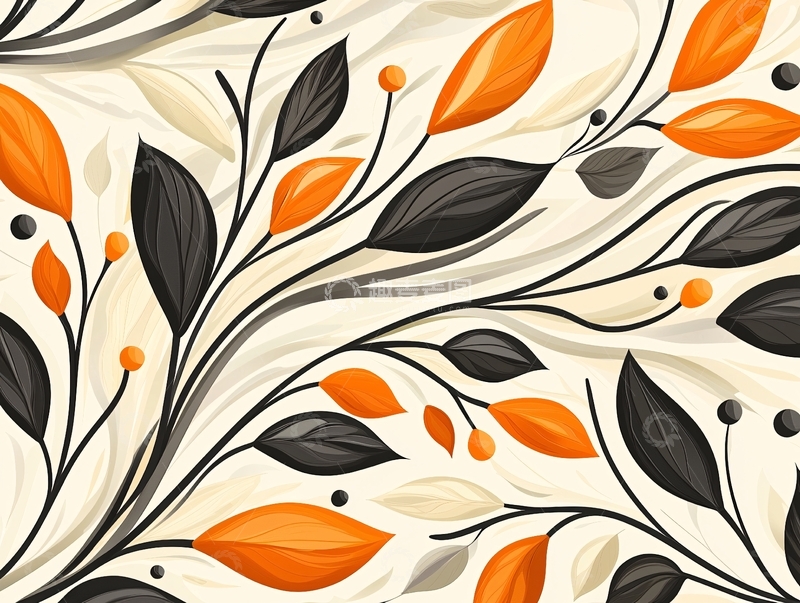 高清大图下载【趣麦麦图】秋日落叶树枝图案背景