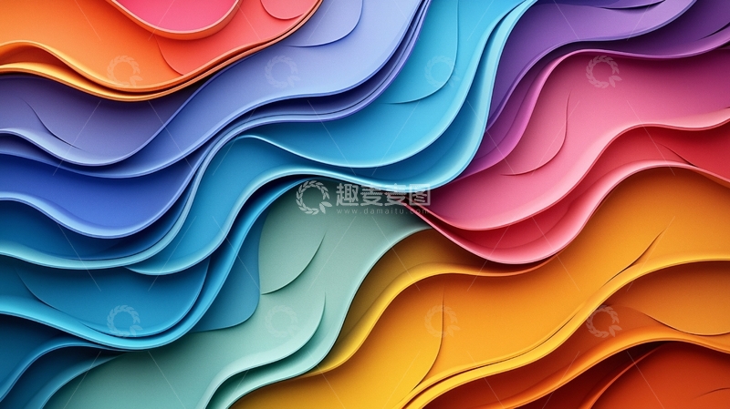 高清大图下载【趣麦麦图】色彩渐变波浪抽象背景