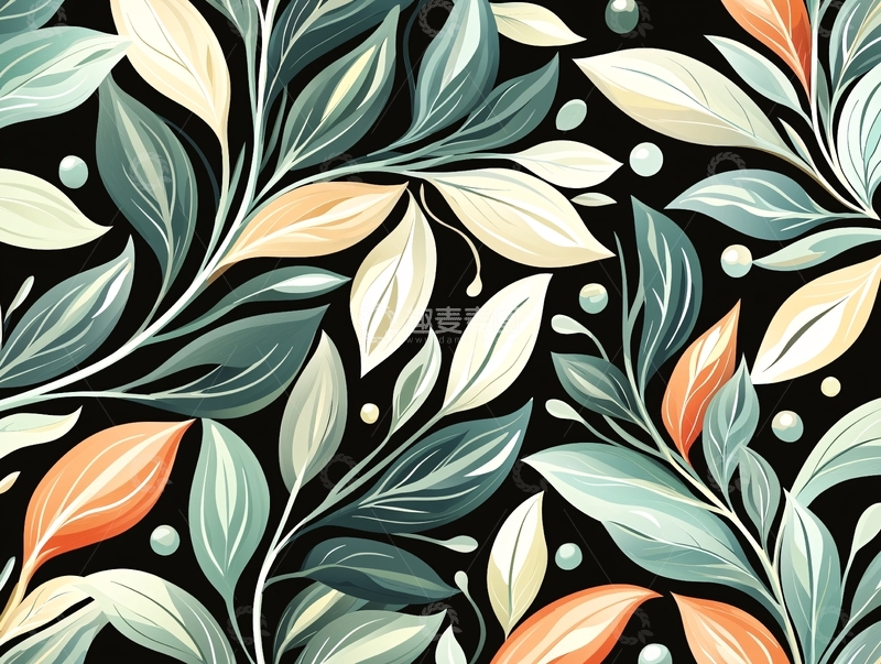 高清大图下载【趣麦麦图】秋叶花卉图案背景素材