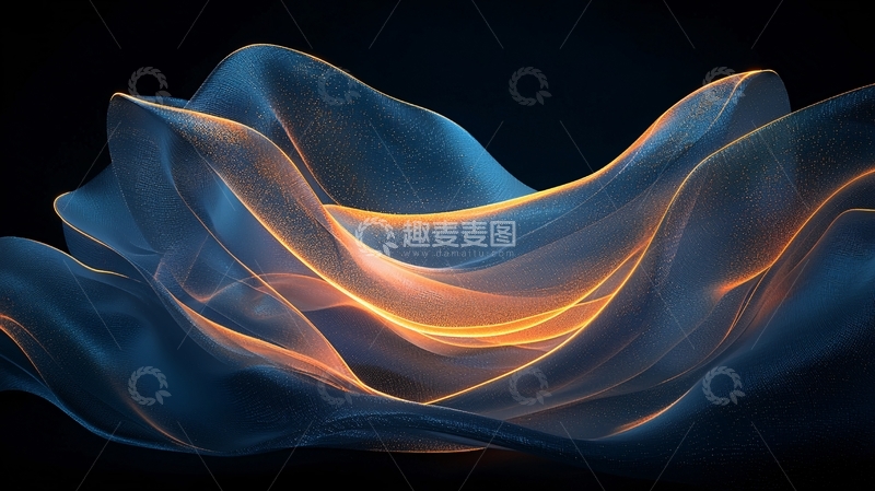 高清大图下载【趣麦麦图】蓝色波浪光影抽象艺术背景