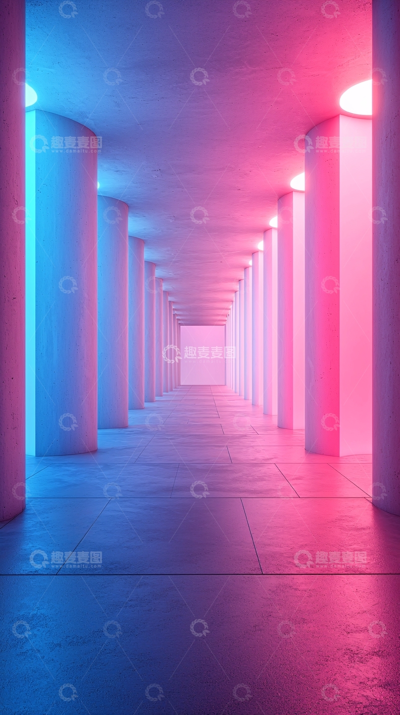 高清大图下载【趣麦麦图】霓虹光影走廊
