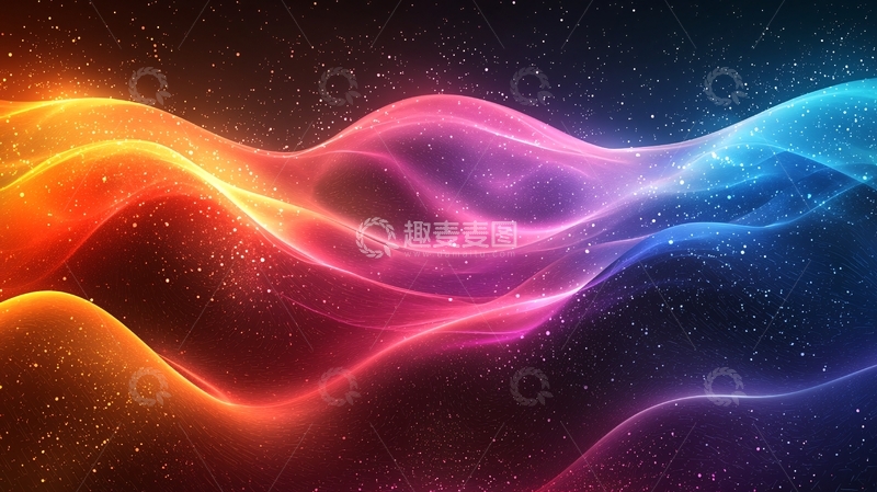 高清大图下载【趣麦麦图】梦幻色彩波浪星空背景