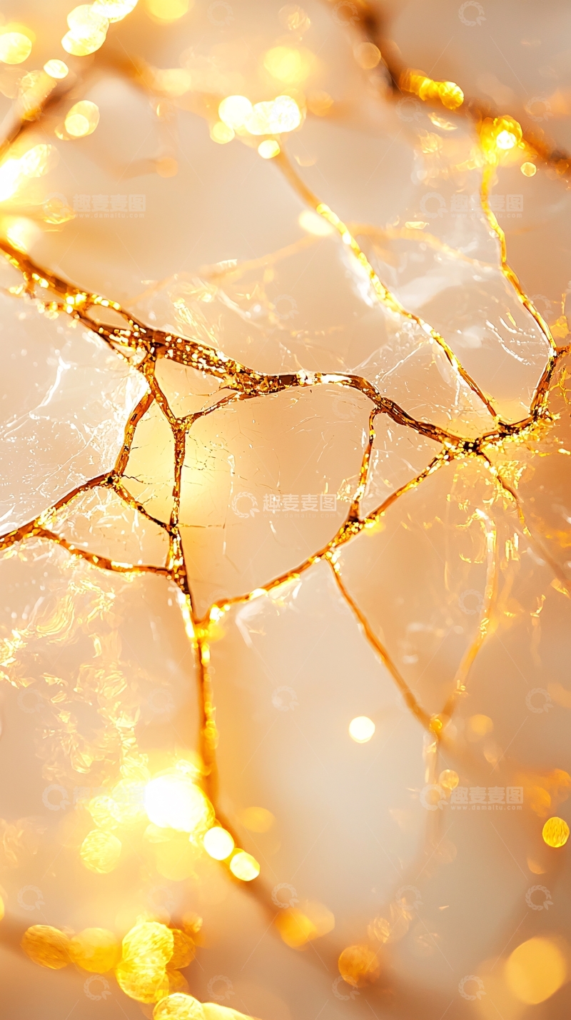高清大图下载【趣麦麦图】金色裂纹背景光效素材