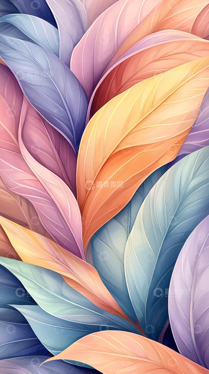 高清大图下载【趣麦麦图】抽象色彩羽毛纹理背景