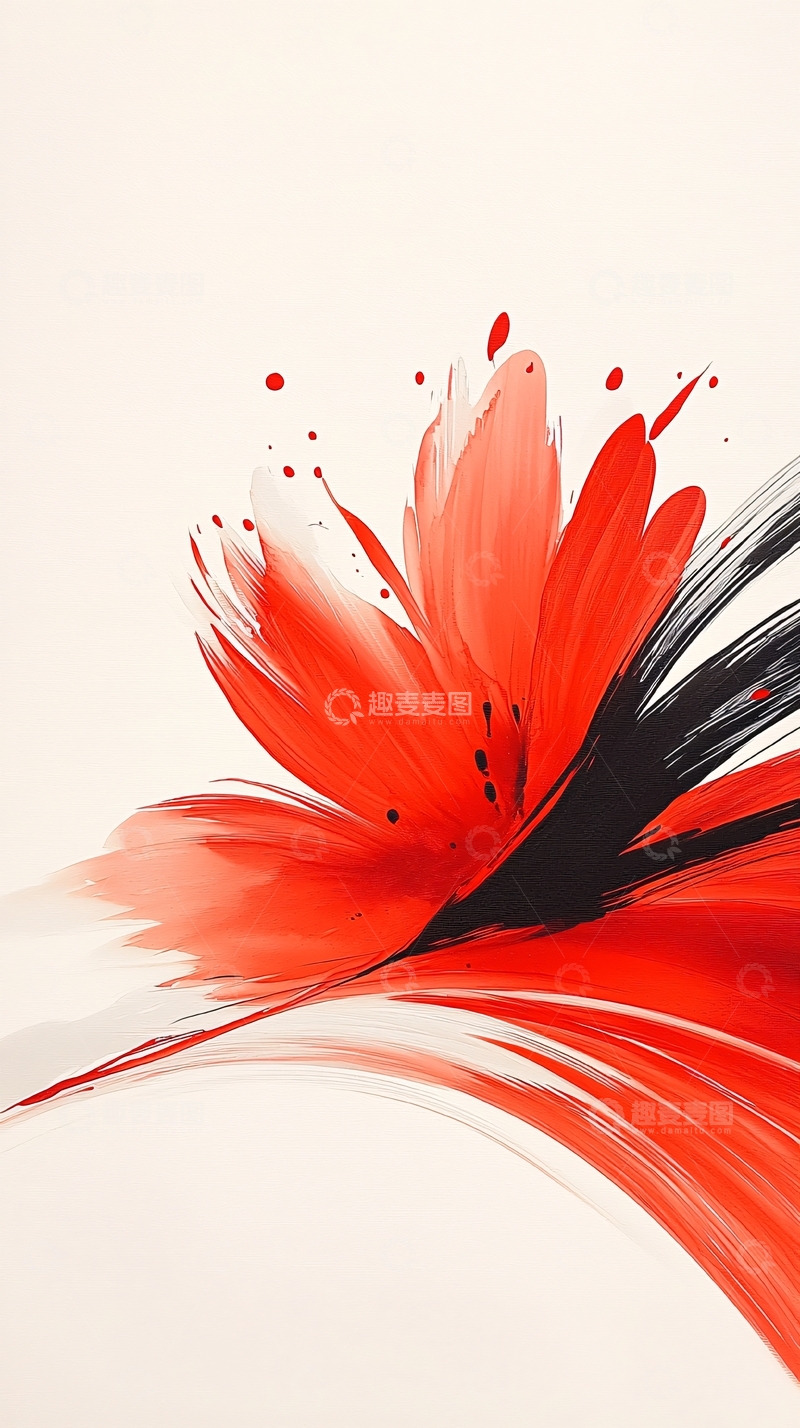 高清大图下载【趣麦麦图】抽象红色花朵艺术背景