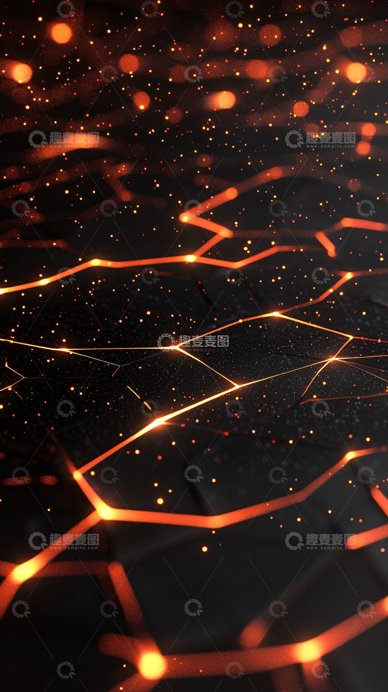 高清大图下载【趣麦麦图】橙色光点交织的抽象图案