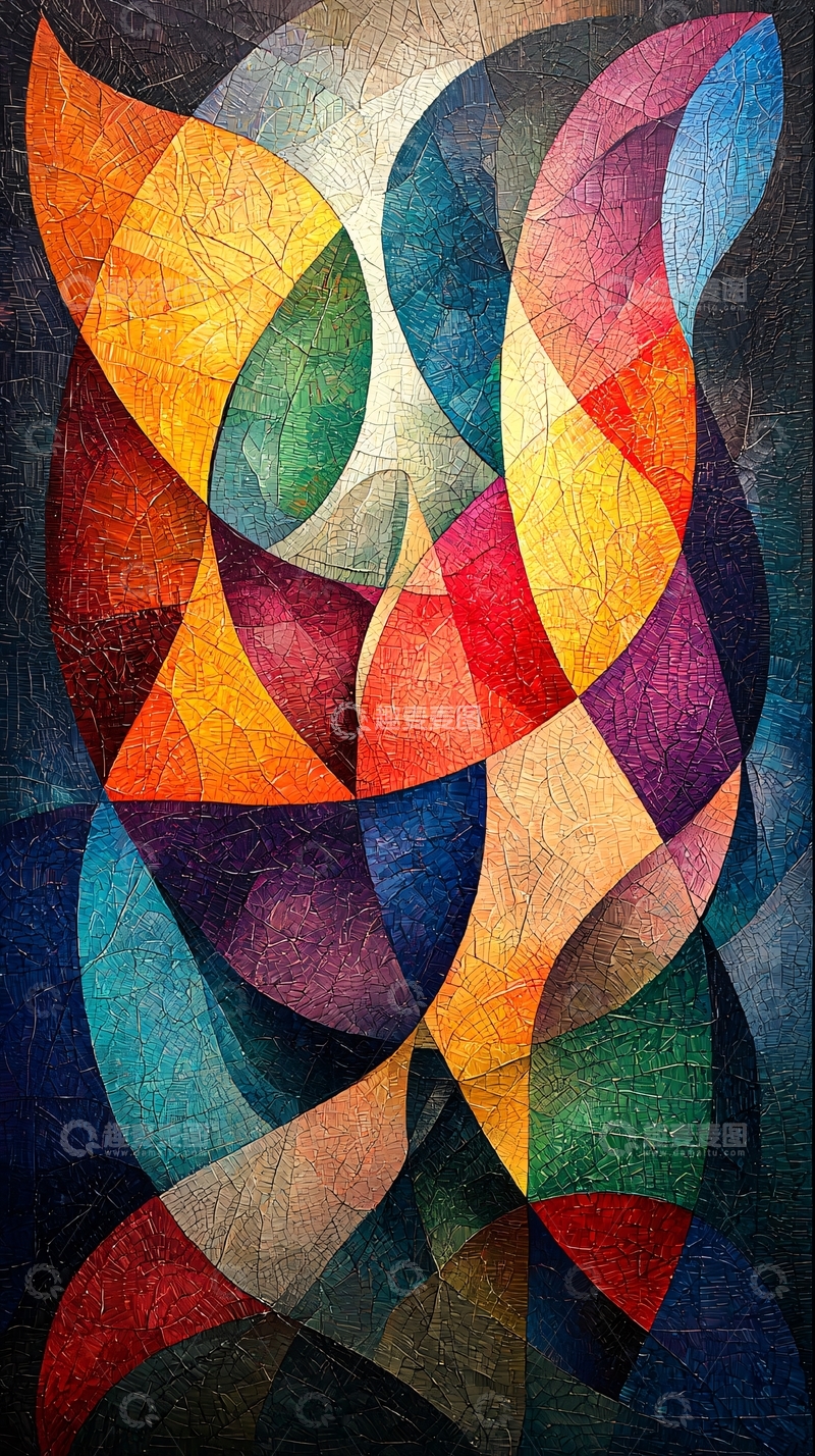 高清大图下载【趣麦麦图】抽象几何色彩拼贴画