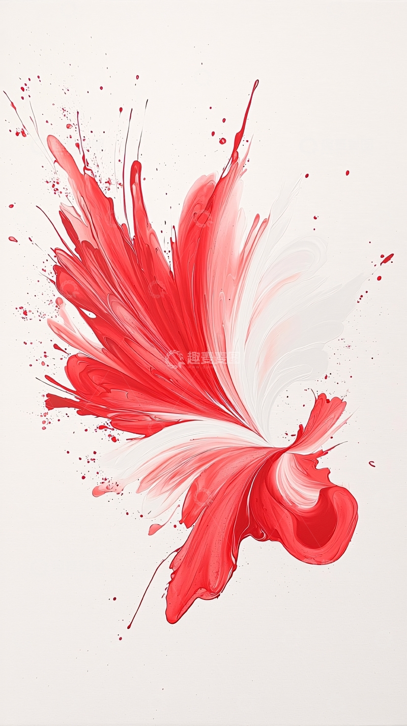 高清大图下载【趣麦麦图】红色抽象蝴蝶艺术插画