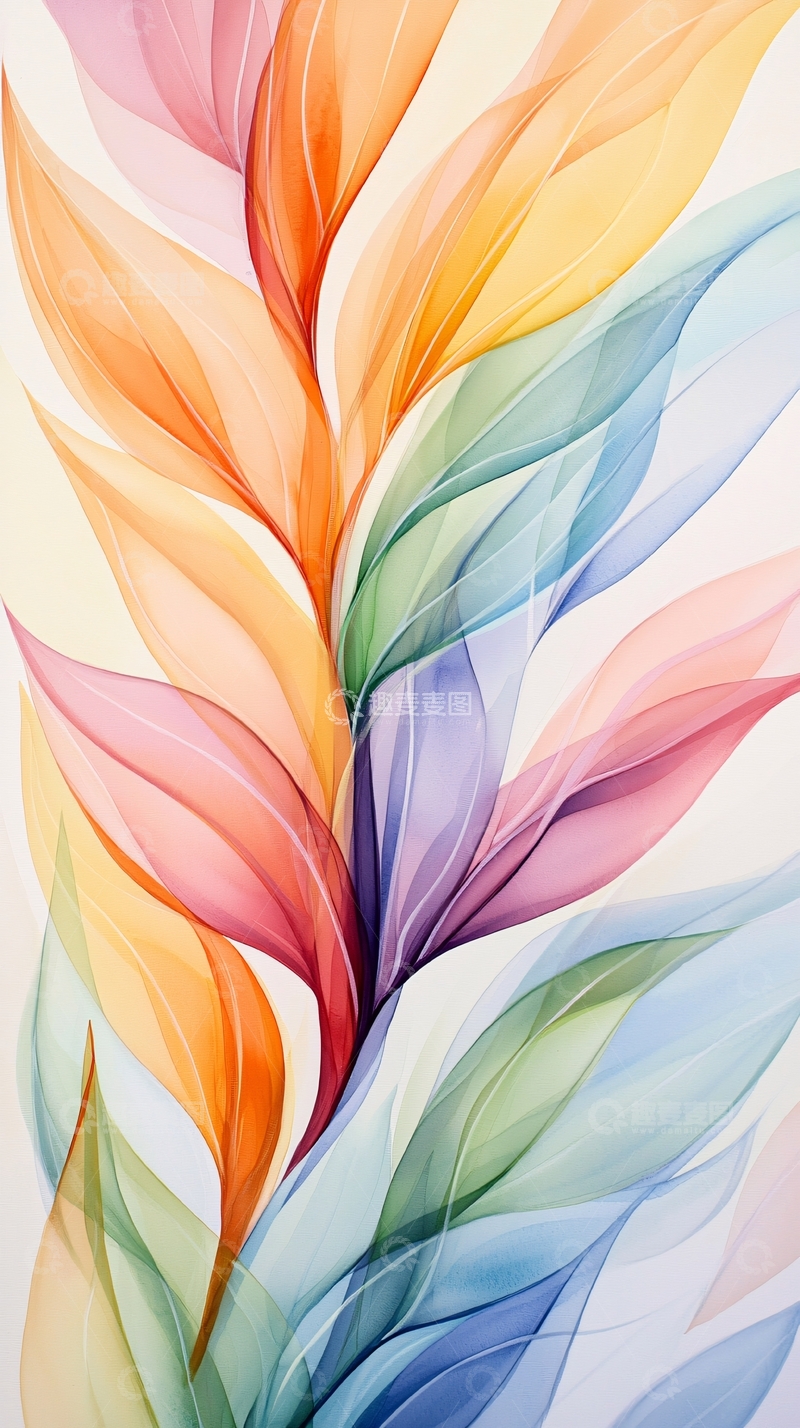 高清大图下载【趣麦麦图】色彩渐变抽象花卉图案