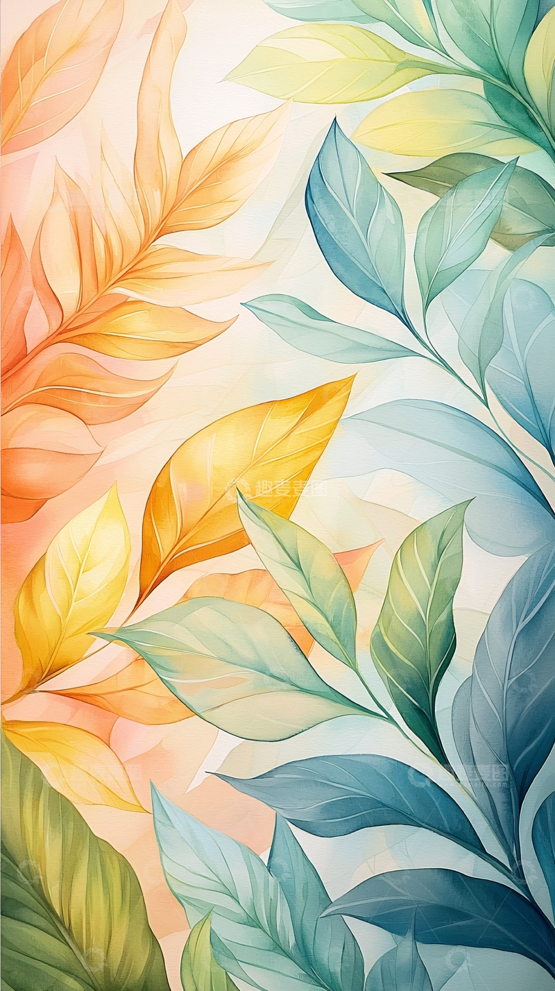 高清大图下载【趣麦麦图】秋日色彩斑斓的树叶背景图