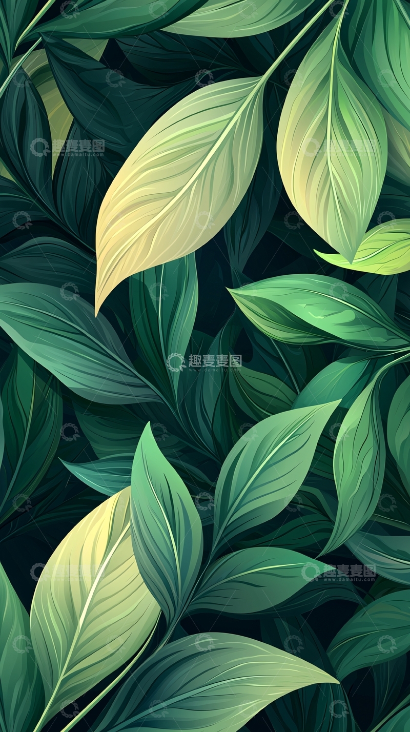 高清大图下载【趣麦麦图】绿色植物叶子背景图