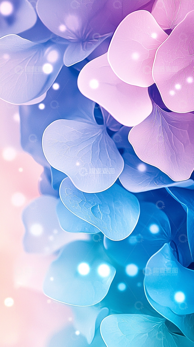 高清大图下载【趣麦麦图】梦幻花瓣渐变色彩背景图