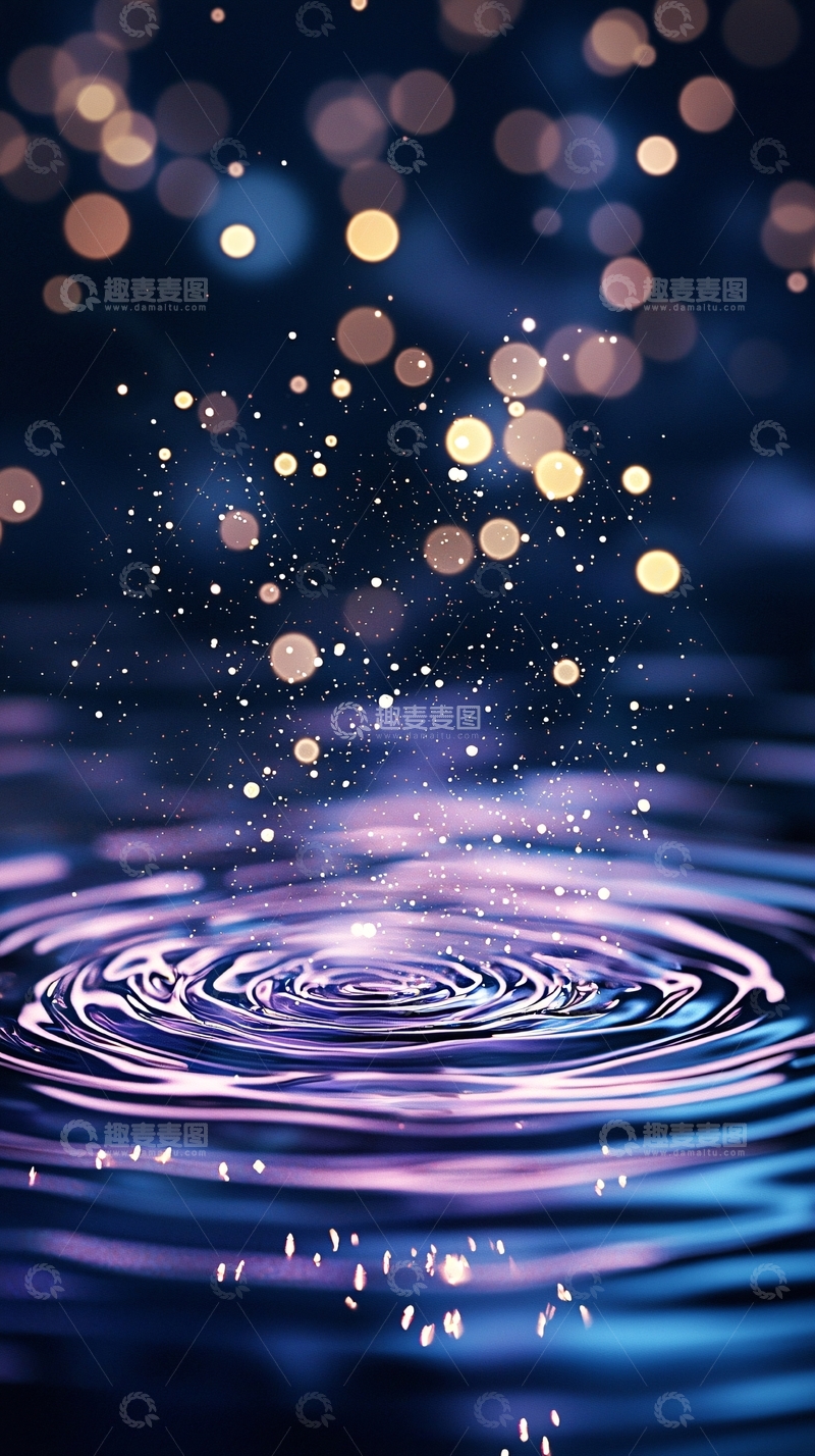 高清大图下载【趣麦麦图】水波涟漪与光点闪烁