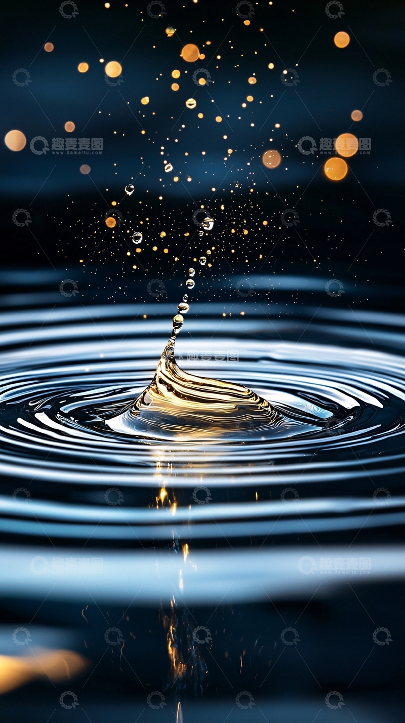 高清大图下载【趣麦麦图】水滴激起的涟漪与光斑
